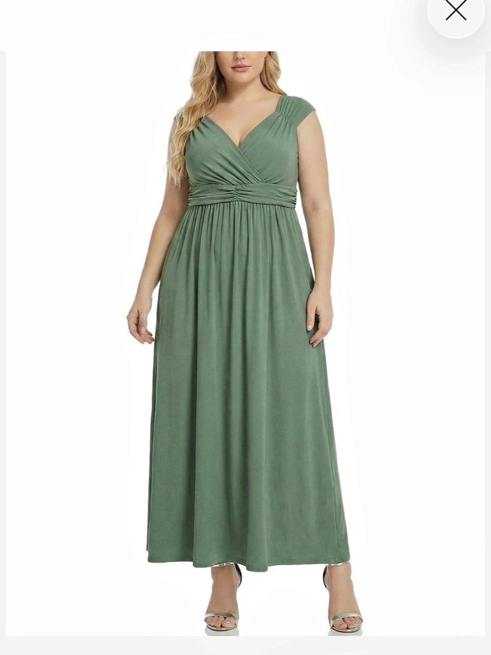 NY Collection Plus Size Ruched Empire Maxi Dress in Green